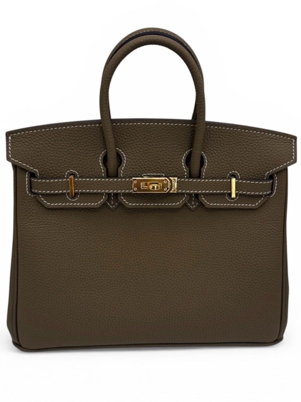 25CM Classic Togo Leather Top Handle Satchel Bag - Elephant Gray